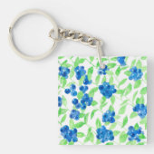 Blauwbessen waterverf patroon sleutelhanger (Voorkant)