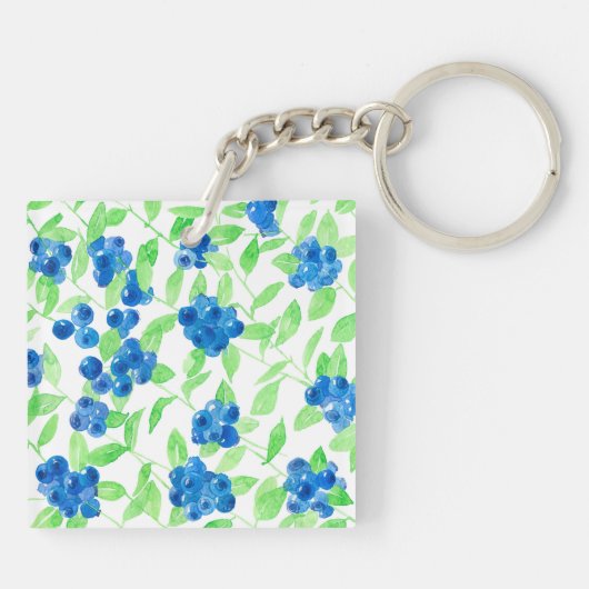 Blauwbessen waterverf patroon sleutelhanger (Achterkant)
