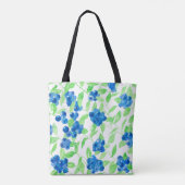 Blauwbessen waterverf patroon tote bag (Achterkant)