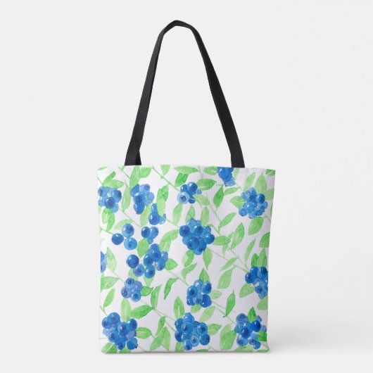 Blauwbessen waterverf patroon tote bag (Achterkant)