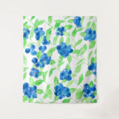 Blauwbessen waterverf patroon wandkleed (Voorkant)