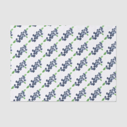 Blauwbessen waterverf Voedingsbessen Patroon Tissuepapier (Voorkant)