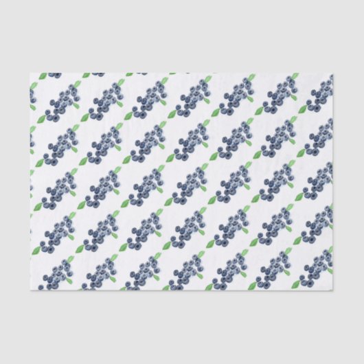 Blauwbessen waterverf Voedingsbessen Patroon Tissuepapier (Voorkant)