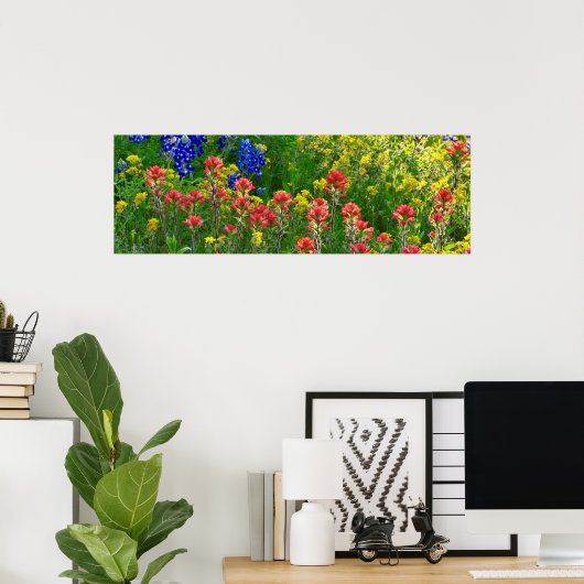 Blauwbijen en Indische penseel - Panaoramisch Poster (Thuiskantoor)