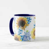 Blauwbijen en zonnebloemen Mok (Voorkant links)