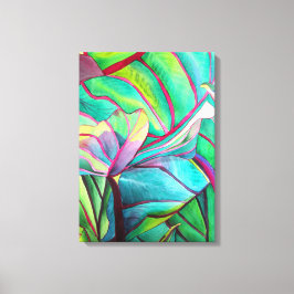 Blauwblad Hawaii Tropische bladbladerkunst Canvas Afdruk