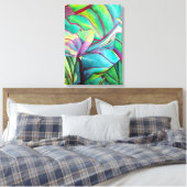 Blauwblad Hawaii Tropische bladbladerkunst Canvas Afdruk (Insitu (Slaapkamer))