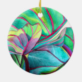 Blauwblad Hawaii Tropische bladbladerkunst Keramisch Ornament (Achterkant)