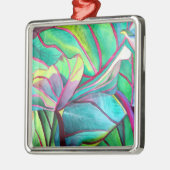 Blauwblad Hawaii Tropische bladbladerkunst Metalen Ornament (Links)