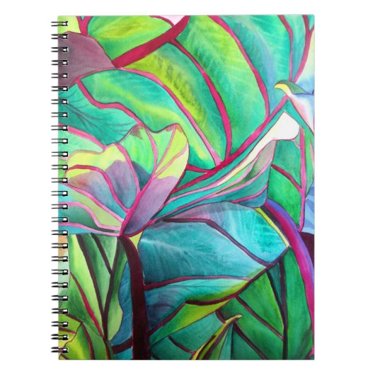 Blauwblad Hawaii Tropische bladbladerkunst Notitieboek (Voorkant)