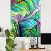 Blauwblad Hawaii Tropische bladbladerkunst Poster (Thuiskantoor)