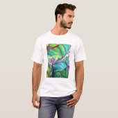 Blauwblad Hawaii Tropische bladbladerkunst T-shirt (Voorkant volledig)