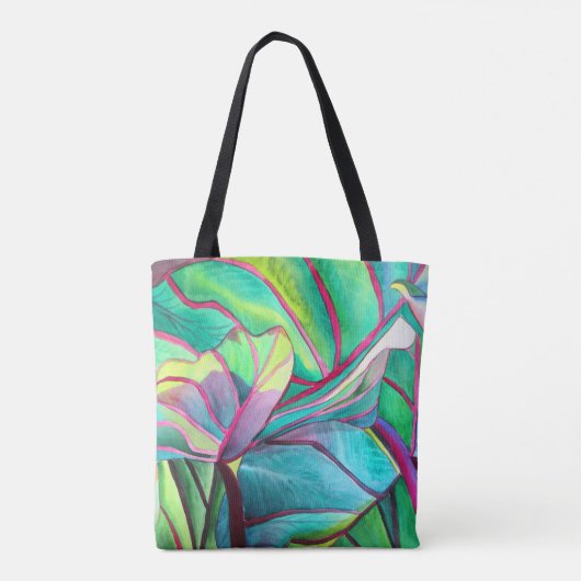 Blauwblad Hawaii Tropische bladbladerkunst Tote Bag (Achterkant)