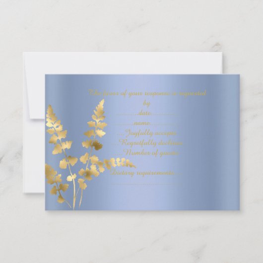 Blauwbladresponskaart elegant halfgloss RSVP kaartje (Voorkant)
