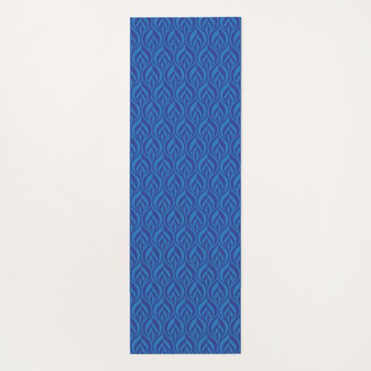 Blauwblauw en donkerblauw blad, gevild yogamat (Achterkant)