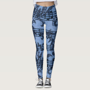 Blauwblauw met muziekblad met denim-look leggings