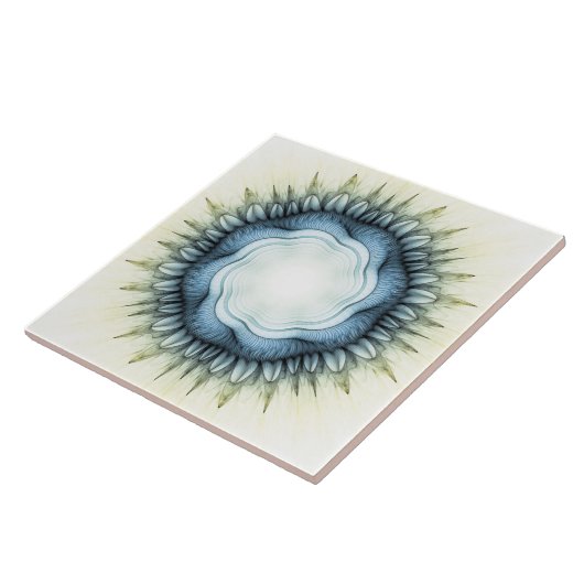 Blauwblauw ornament tegeltje (Zijkant)