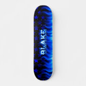 Blauwblauw vuur Skatersollie skateboard. Skateboard (Voorkant)