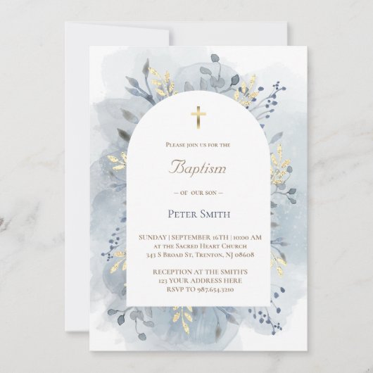 Blauwblauw waterverf kaart (Voorkant)