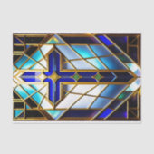 Blauwblauwe kleurige illustratie van Glas in lood Tissuepapier (Voorkant)