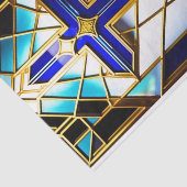 Blauwblauwe kleurige illustratie van Glas in lood Tissuepapier (Detail)