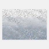 Blauwblauwe ombre Silver Glam Leopard Print Inpakpapier Vel (Voorkant)
