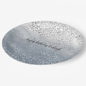 Blauwblauwe ombre Silver Glam Leopard Print Papieren Bordje (Gekanteld)
