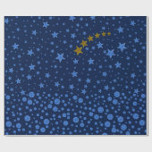 Blauwblauwe sterren op blauw cadeaupapier (Vlak)