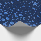 Blauwblauwe sterren op blauw cadeaupapier (Hoek)