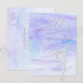 BLAUWBLAUWE WATERVERF RSVP UITNODIGING BRIEFKAART (Voorkant / Achterkant)