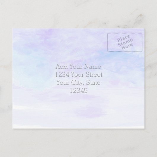 BLAUWBLAUWE WATERVERF RSVP UITNODIGING BRIEFKAART (Achterkant)