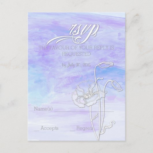 BLAUWBLAUWE WATERVERF RSVP UITNODIGING BRIEFKAART (Voorkant)