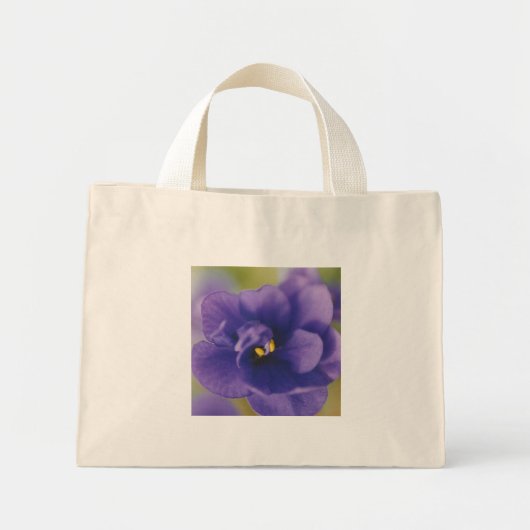 Blauwbloeiende bloem van Violet Saintpaulia Zoomed Mini Tote Bag (Voorkant)