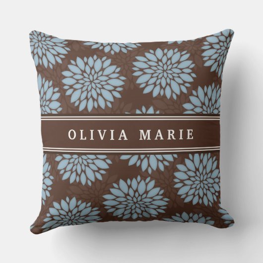 Blauwbloem blauw bloem kussen (Achterkant)