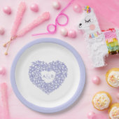 Blauwbloem bruiloft tulpen hart bouquet monogram papieren bordje (Feest)