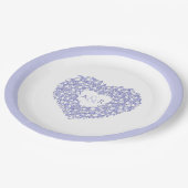 Blauwbloem bruiloft tulpen hart bouquet monogram papieren bordje (Gekanteld)