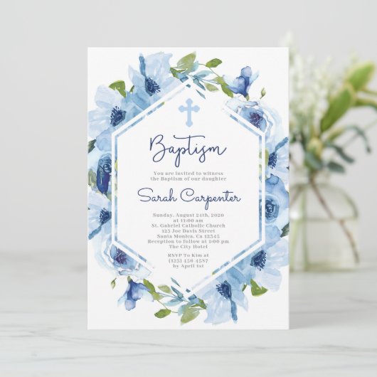 Blauwbloembaptisme Kaart (Staand voorkant)