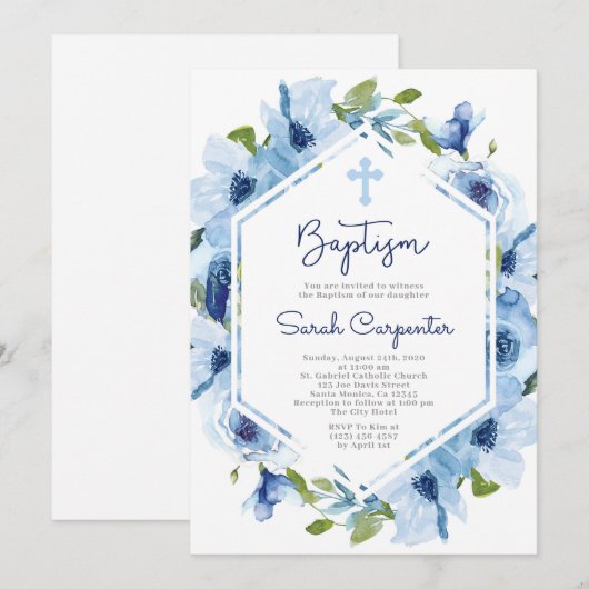Blauwbloembaptisme Kaart (Voorkant / Achterkant)