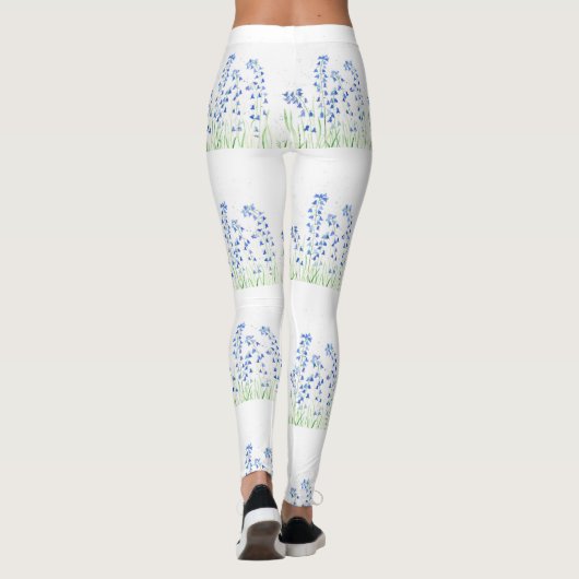 Blauwbloemen blauw bloemen  patroon bloemen leggings (Achterkant)