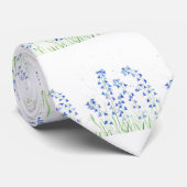 Blauwbloemen blauwe bloemen florale waterverf stropdas (Opgerold)