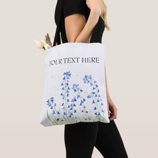 Blauwbloemen canvas tas (Dichtbij)