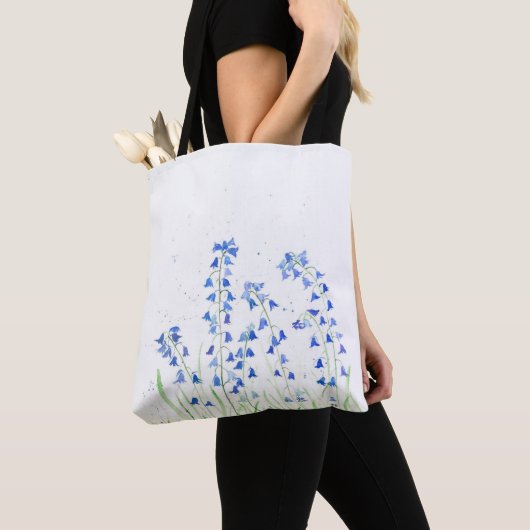 Blauwbloemen canvas tas (Dichtbij)