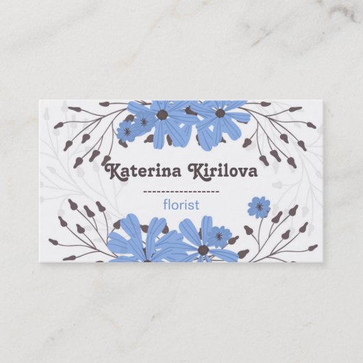 Blauwbloemen en bloemknoppen visitekaartje (Voorkant)