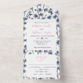 Blauwbloemen, haarklokken, bloemen all in one uitnodiging (Binnen)