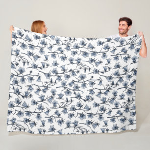 Blauwbloemen, haarklokken, bloemen fleece deken