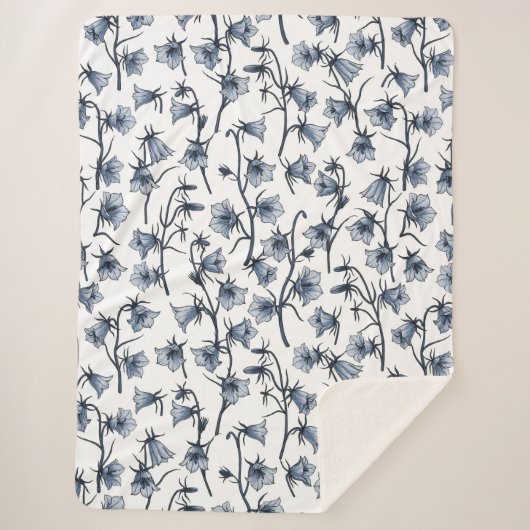 Blauwbloemen, haarklokken, bloemen sherpa deken (Voorkant)