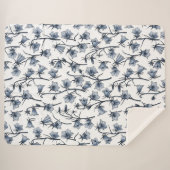 Blauwbloemen, haarklokken, bloemen sherpa deken (Voorkant (horizontaal))