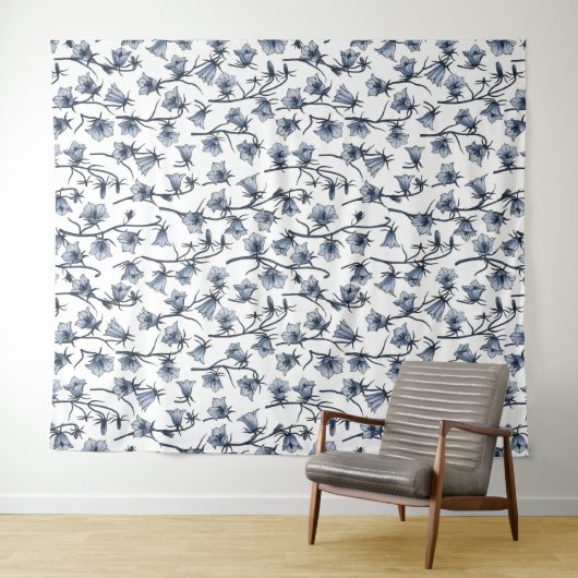 Blauwbloemen, haarklokken, bloemen wandkleed (In Situ (horizontaal))