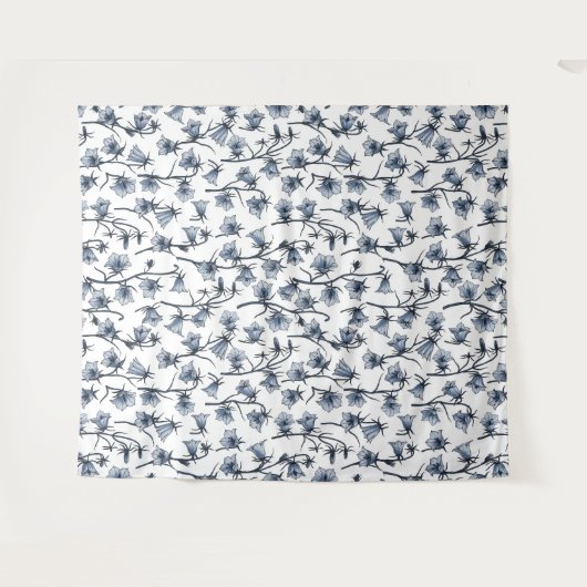 Blauwbloemen, haarklokken, bloemen wandkleed (Voorkant (horizontaal))