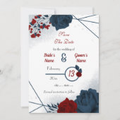 Blauwbloemen, romantisch save the date (Voorkant)